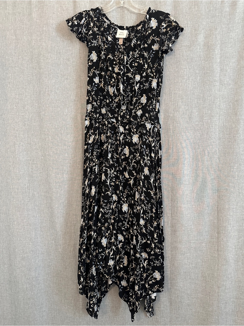 Knox Rose Black Floral Maxi Dress with Cream Accent